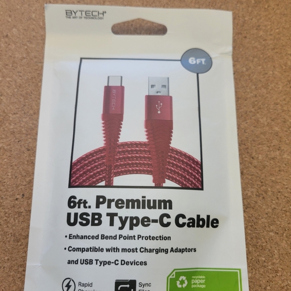 Bytech 6ft. Premium USB Type-C Cable Reddishpink - Picture 3 of 4
